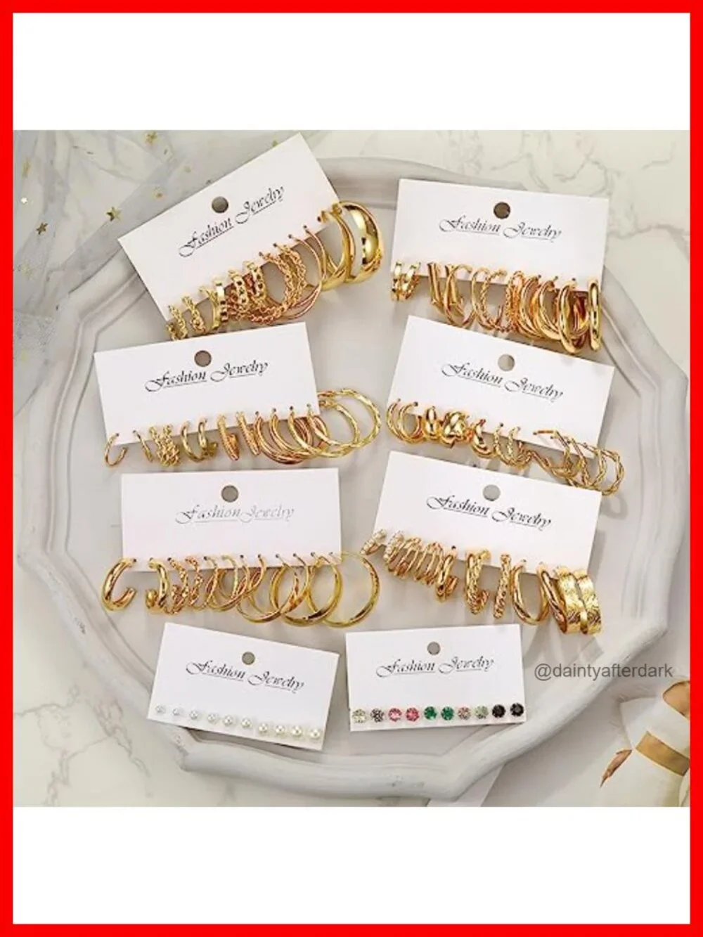 46 Pairs Gold Hoop Earrings Set for Women, Hypoallergenic Chunky Twisted Pearl